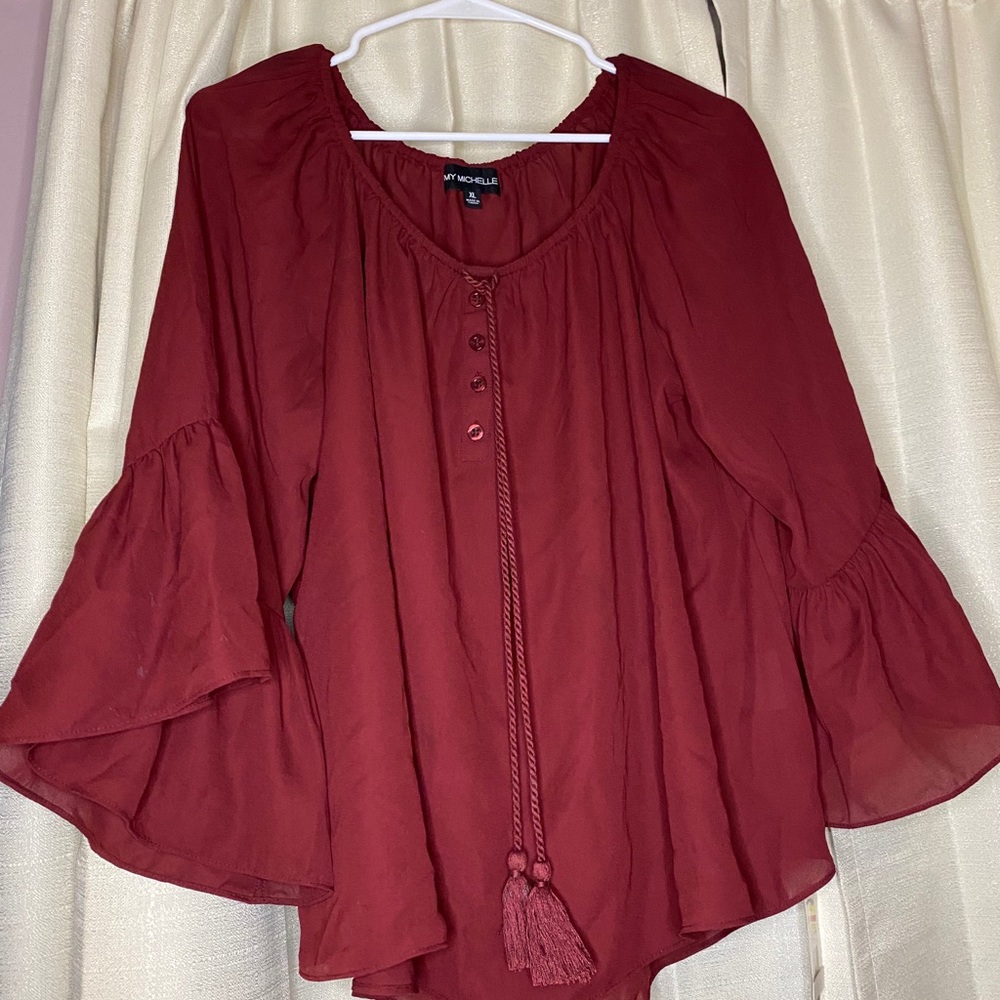 Dark red boho blouse